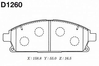 Колодки передние X-TRAIL (T30) 01-07 (D1260, D10600W7X5 , D1060-8H785, 41060-8H386), KASHIYAMA
