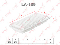 Фильтр воздушный Avensis 03- Corolla 3ZZFE 03- (LA189, J1322083, 17801-22020, 17801-0D011), LYNX