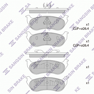 Колодки задние,  D881, дисковые, (Expl 0210), SANGSIN (SP1445, 7L2Z2200A, 1L2Z2200AA, BR2000)
