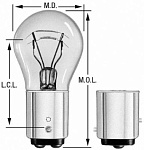 Лампочка (2057) пер/зад габаритная и стоп-сигнала, 12V 21/5W, LYNX (L14221, L0002057, 7528, P21/5W)